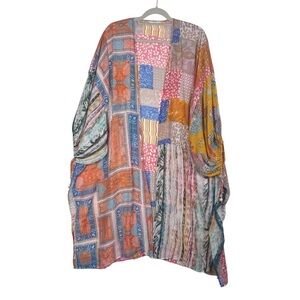 Easel patchwork Boho Summer Hippie Flyaway Kimono Cardigan Size Large Beachy